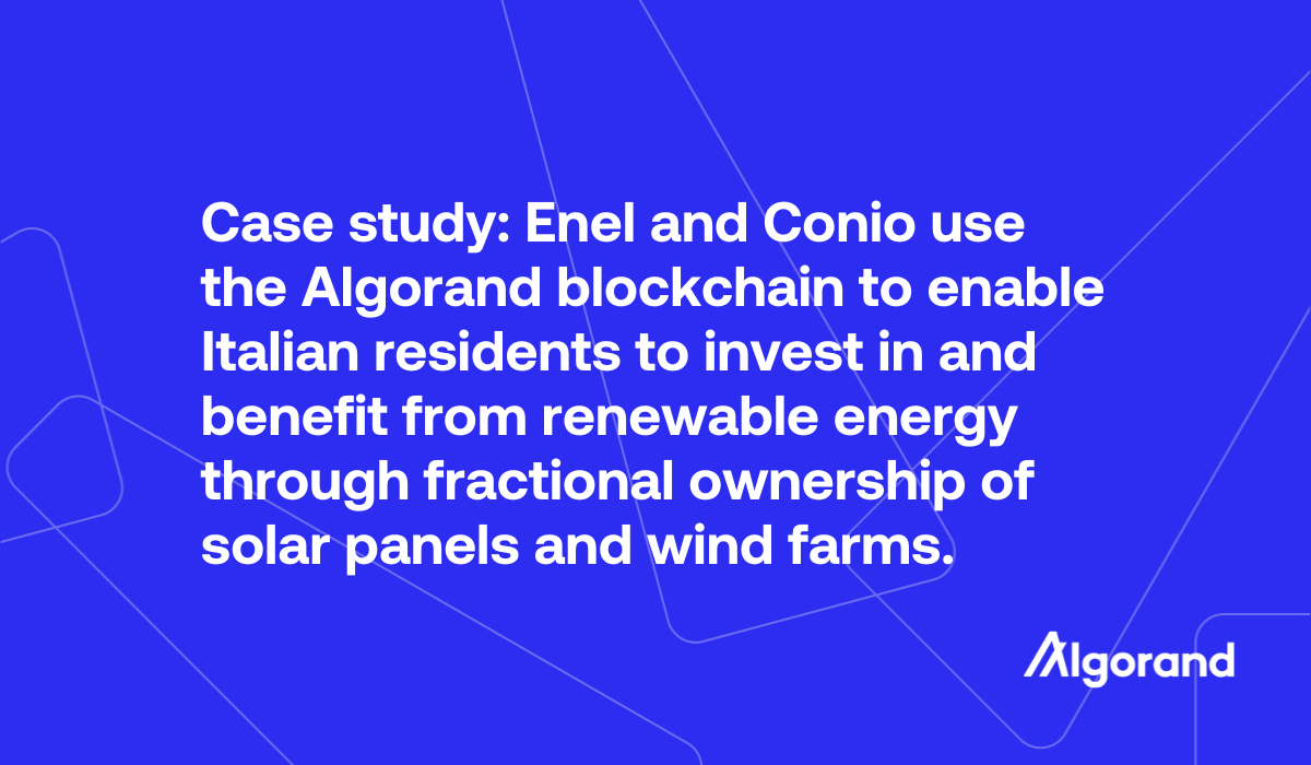 Enel: Tokenizing renewable energy assets on Algorand